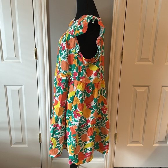 J Crew Linen Blend Bright Fruit Print Shift Dress Size 14🍊🍋 NWT - Picture 3 of 11